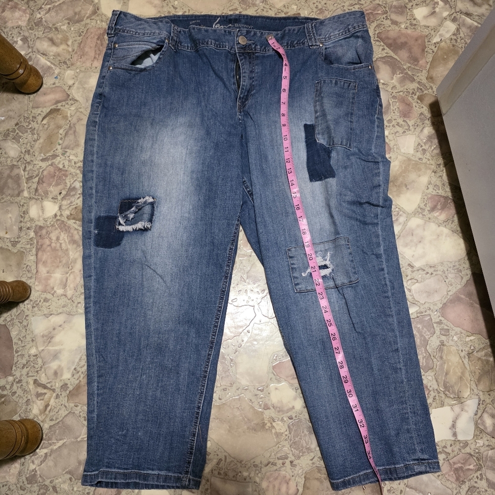 Lane Bryant Blue Distressed Boyfriend Jeans
